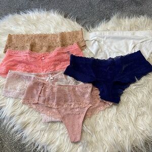 PINK/Victoria's Secret Lace Panties Set - Tan, Pink, Navy, White bundle of 6